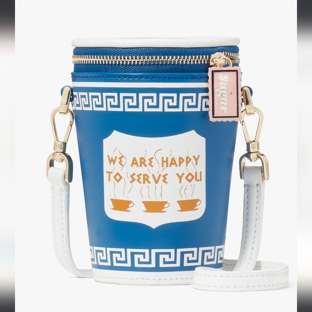 kate spade Blue and White Cup-Shaped Crossbody Bag